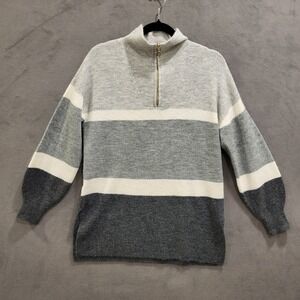LOFT Sweater Womens Size Small  1/4 Zip Pullover Knit Striped Warm Cozy Comfy